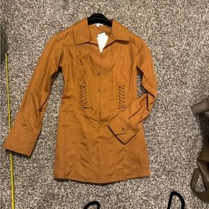 ALC Tan Trench Coat with Contoured Seaming